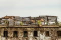 Old damaged rafter roof abandoned dilapidated residential uilding