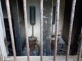 old damaged toilets in abandoned building or ruins