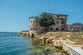 Old damaged by war fort in the Black Sea coast. Coastal Michael`s fortress in Sevastopol, Crimea