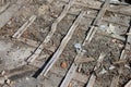 Old damaged wooden boards. Dirty broken planks. Royalty Free Stock Photo