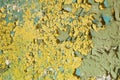 Old damaged yellow paint on a concrete wall Royalty Free Stock Photo