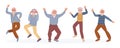 Old dancing people. An elderly man senior age person dance. Happy active elderly couple on music party together and singly.