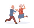 Old dancing people. An elderly man and woman senior age person dance. Happy active elderly couple on music party together. Dancers Royalty Free Stock Photo