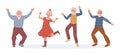 Old dancing people. An elderly man and woman senior age person dance. Happy active elderly couple on music party together and