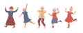 Old dancing people. An elderly man and woman senior age person dance. Happy active elderly couple on music party together