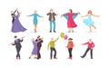 Old dancing people, elderly man and woman senior aged persons dance Royalty Free Stock Photo