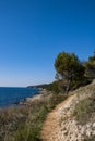 Old dangerous path with view of the adriatic sea Royalty Free Stock Photo