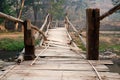 Old and Dangerous Tribal Bamboo Bridge Cross Over the River