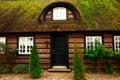 Old Danish farm house. Artistic picture of an enchanted English style cottage in the woods Royalty Free Stock Photo