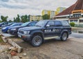 Old dark blue 4WD Toyota Outlander parked Royalty Free Stock Photo