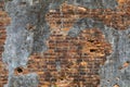 Old Dark Red Brick Wall with Cracked Concrete Background Texture Royalty Free Stock Photo