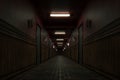 old dark scary red corridor. old abandoned hotel corridor Royalty Free Stock Photo