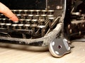 Old dark typewriter with modern mouse Royalty Free Stock Photo