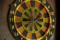 old dart board with dart arrow Royalty Free Stock Photo