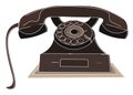 Antique vintage type brown telephone/Landline Telephone at home use as a home phone handset, vector or color illustration Royalty Free Stock Photo