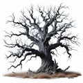 old dead spooky tree isolated on white background . AI generated Royalty Free Stock Photo