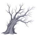 Old dead tree, rough spooky bark, dry naked branch silhouette. Vector scary forest, leafless trunk. Nature ecology Royalty Free Stock Photo