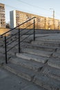 Old decayed stairs made of concrete in an old Soviet district in Riga, Latvia Royalty Free Stock Photo