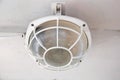 Old deck lamp on the ceiling on the motor ship Royalty Free Stock Photo