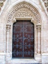 Old decorated church door ornaments in the Buda Castle in Hungary, Budapest