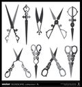 Old decorated scissors silhouettes