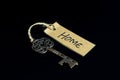 Old decorative key and handwritten tag \