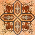 Old decorative sandstone tile background patterns handicraft fro Royalty Free Stock Photo