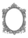 Old decorative silver frame - handmade, engraved - isolated on w