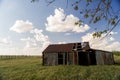 An old decrepit wooden barn