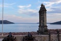 The old defense of the city of Herceg Novi with an alarm bell and cannons towards the sea