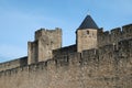 Old defense walls of Carcasson castle, France Royalty Free Stock Photo
