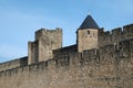 Old defense walls of Carcasson castle, France