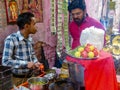 Old Delhi, India - December 9, 2019: Portrait of shopkeepers or street vendors in Chandni Chowk market of Delhi, Delhi Street Phot