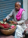 Old Delhi, India - December 9, 2019: Portrait of shopkeepers or street vendors in Chandni Chowk market of Delhi, Delhi Street Phot