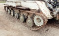 Old demining machine tracks Royalty Free Stock Photo