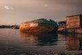 Old derelict boat sinking