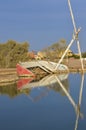 Old derelict sailing boat on river bank Royalty Free Stock Photo
