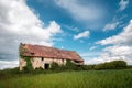 Old derelict stone barn in French field Royalty Free Stock Photo