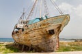 Old Derelict Wooden Fishing Boat Wreck