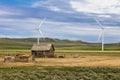 Old deserted farm homestead wind turbine