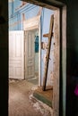 Old deserted soviet room interior of abandoned building.