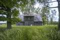 Old deserted wooden farm house in East Europe. Royalty Free Stock Photo