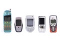 Old design collection of cell phones isolated on white background Royalty Free Stock Photo