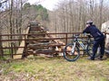 Old desolate bridge and bike path Royalty Free Stock Photo