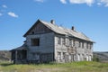 Old destroyed abandoned wooden building with the broken out windows Royalty Free Stock Photo