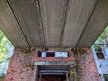 old and destroyed brick building in the forest. Royalty Free Stock Photo