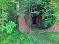 old and destroyed brick building in the forest. Royalty Free Stock Photo
