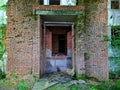 old and destroyed brick building in the forest. Royalty Free Stock Photo