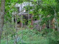 old and destroyed brick building in the forest. Royalty Free Stock Photo