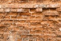 Old destroyed brick wall, ruined brick for background